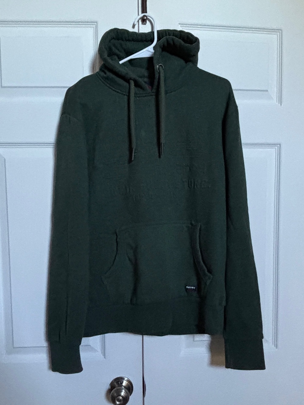 Superdry Original Goods Store Men’s Hoodie Medium Dark Green Embossed Pullover